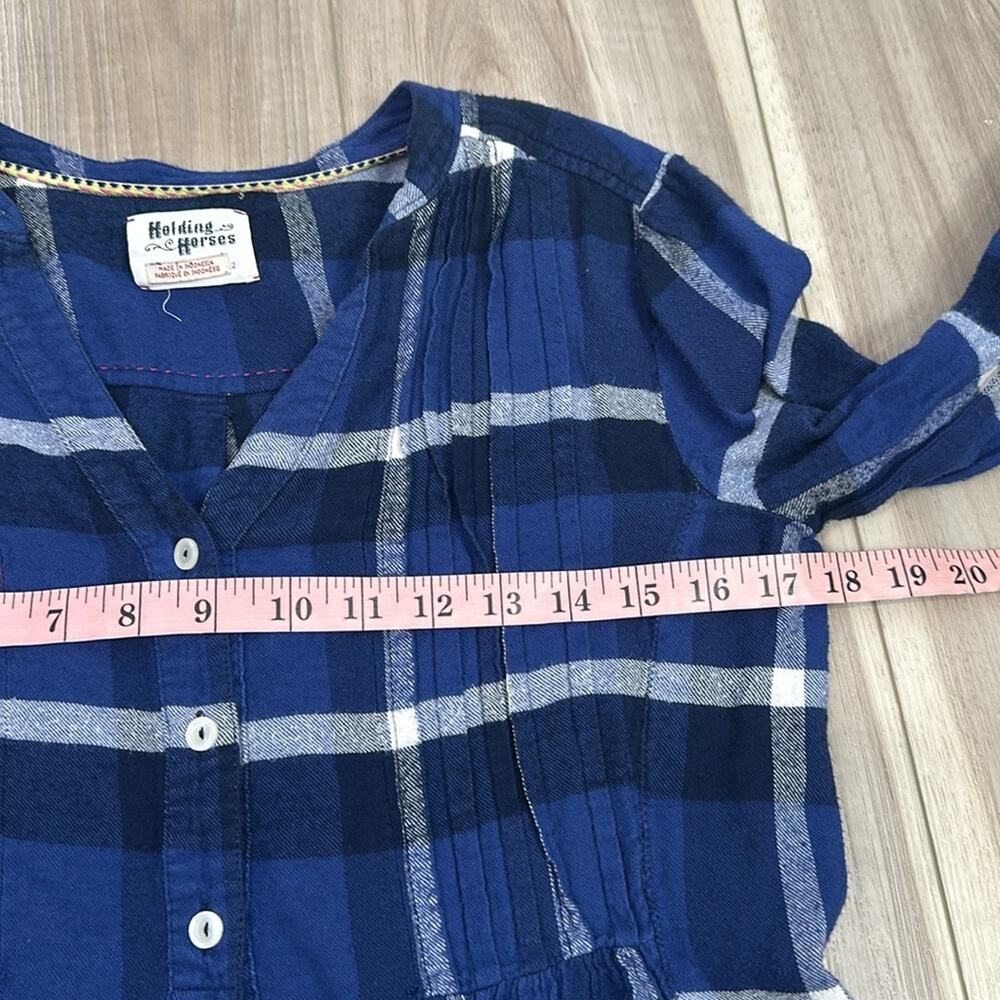 Anthropologie holding horses plaid button down flannel top size 2 - Picture 5 of 5
